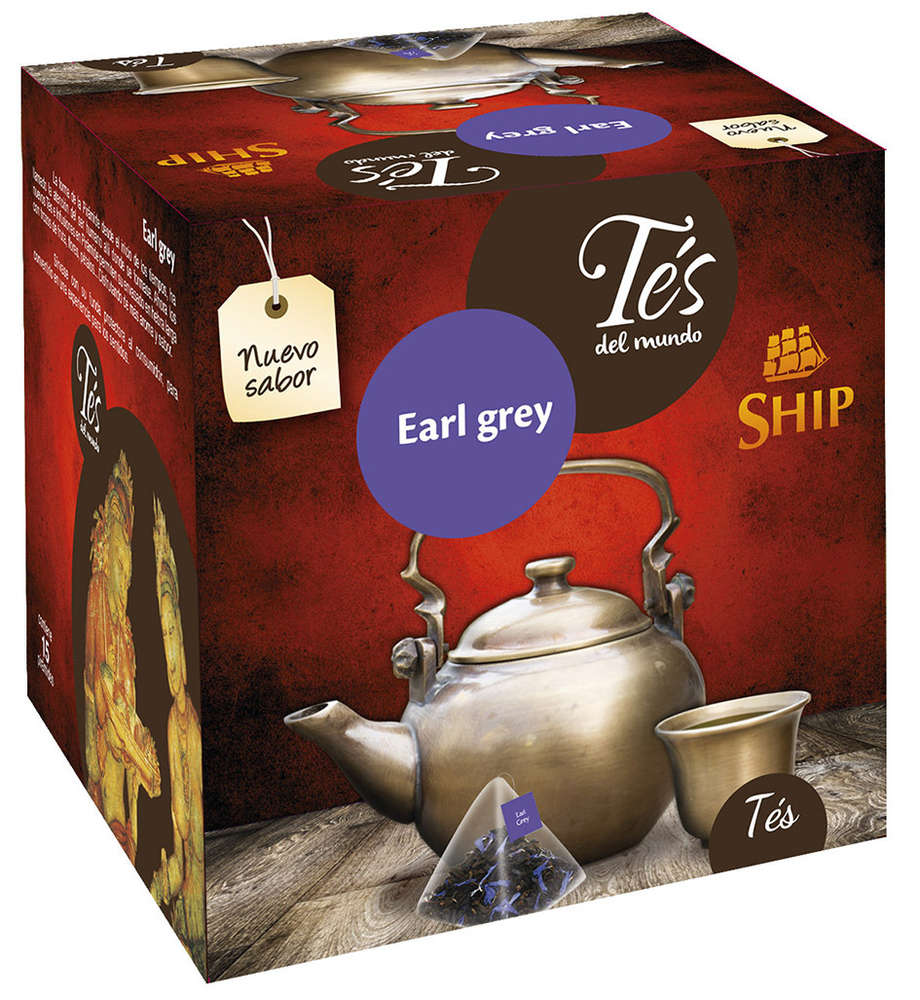 Caja de tés ship pirámide, té earl grey, distribuidores de cafés y tés