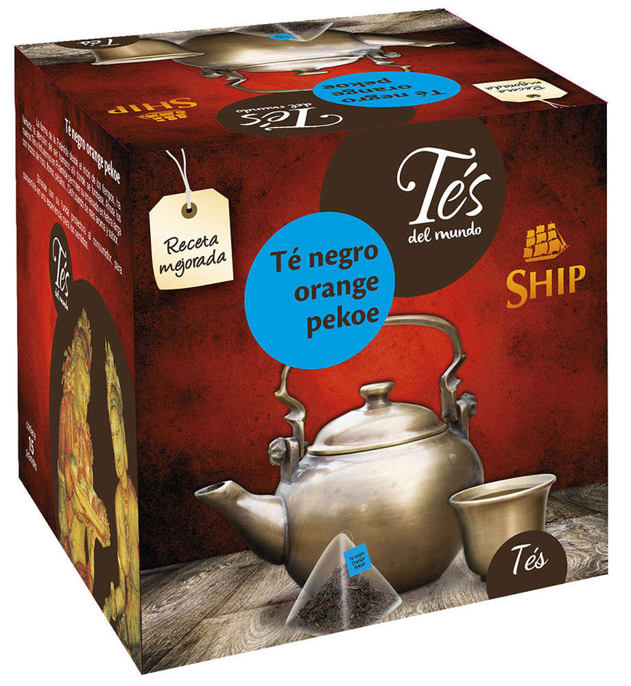 Caja de tés ship pirámide, té orange pekoe, distribuidores de cafés y tés
