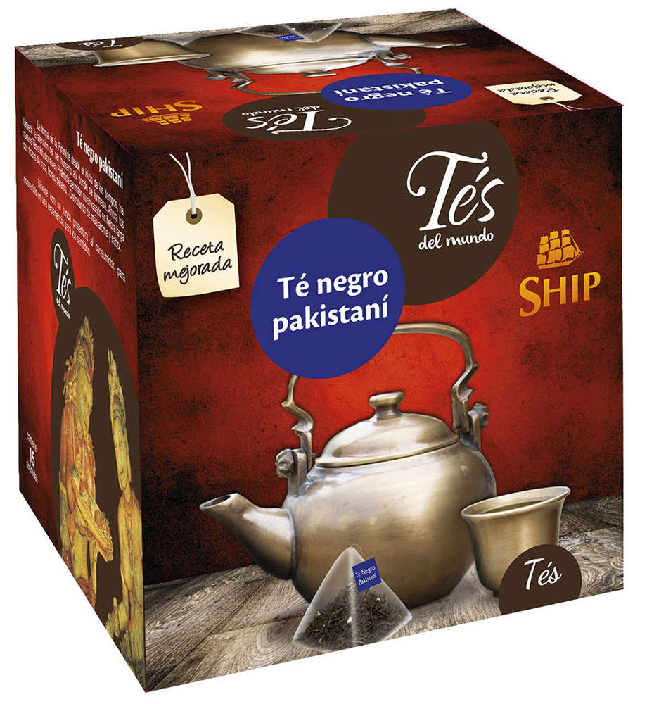 Caja de tés ship pirámide, té negro pakistaní, Distribuidores de cafés y tés