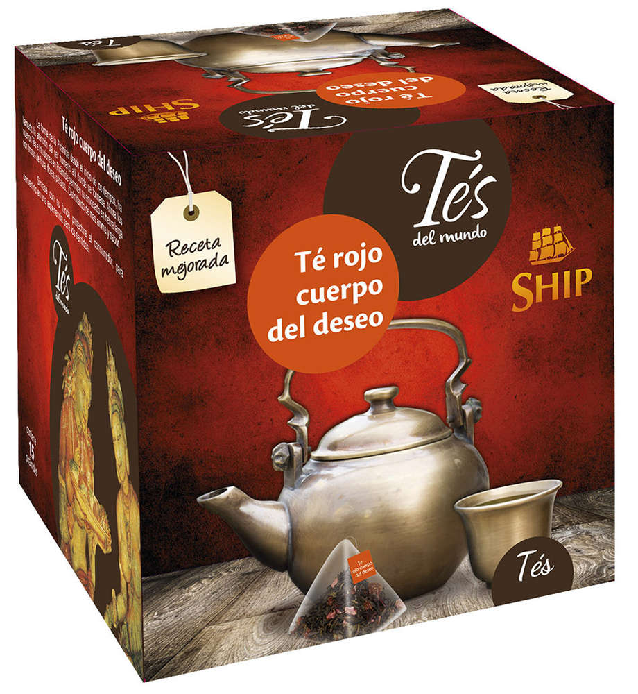 Caja de tés ship pirámide, té rojo cuerpo del deseo, Distribuidores de cafés y tés